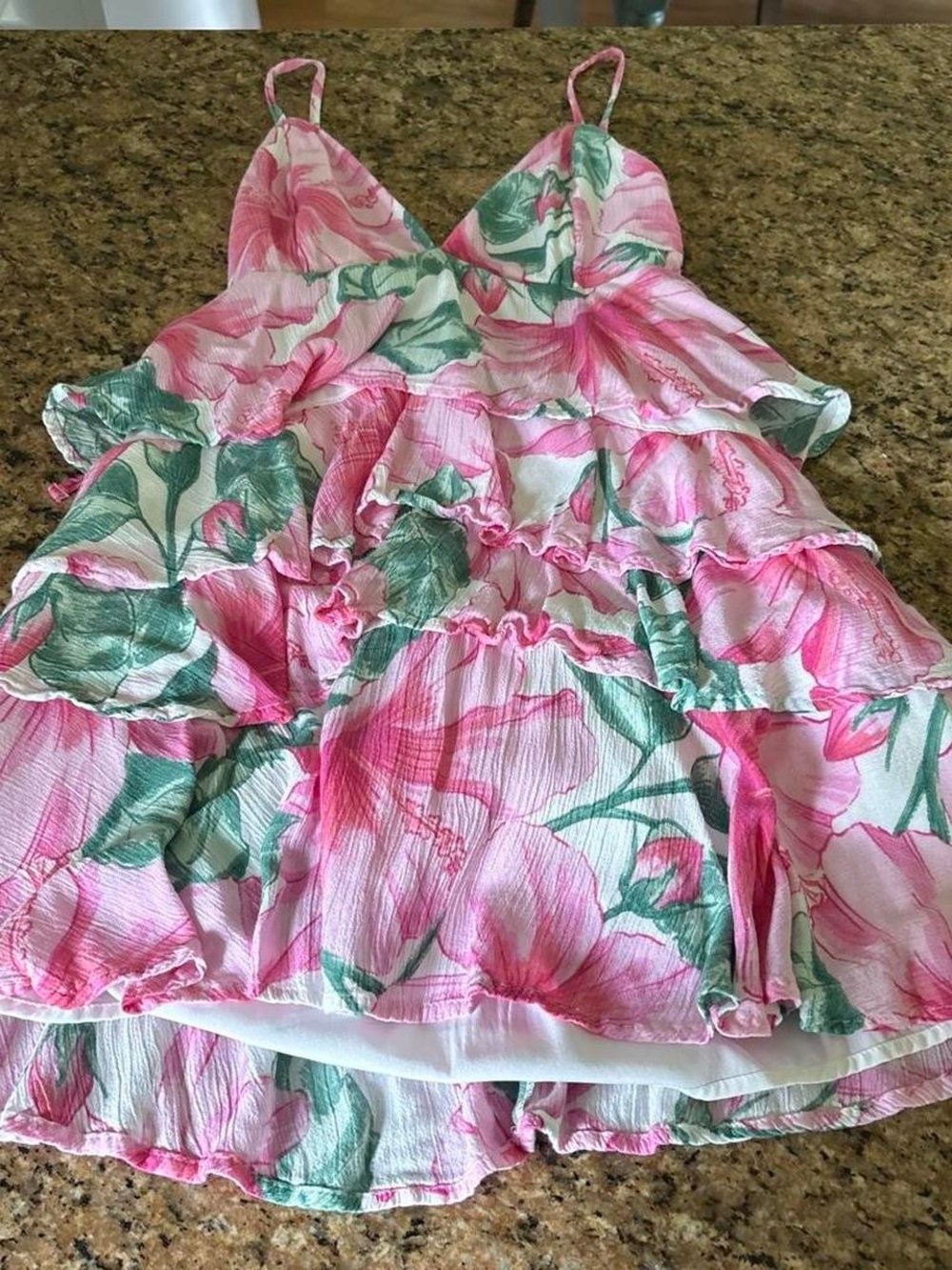 Women’s Pink Floral Tiered Sundress